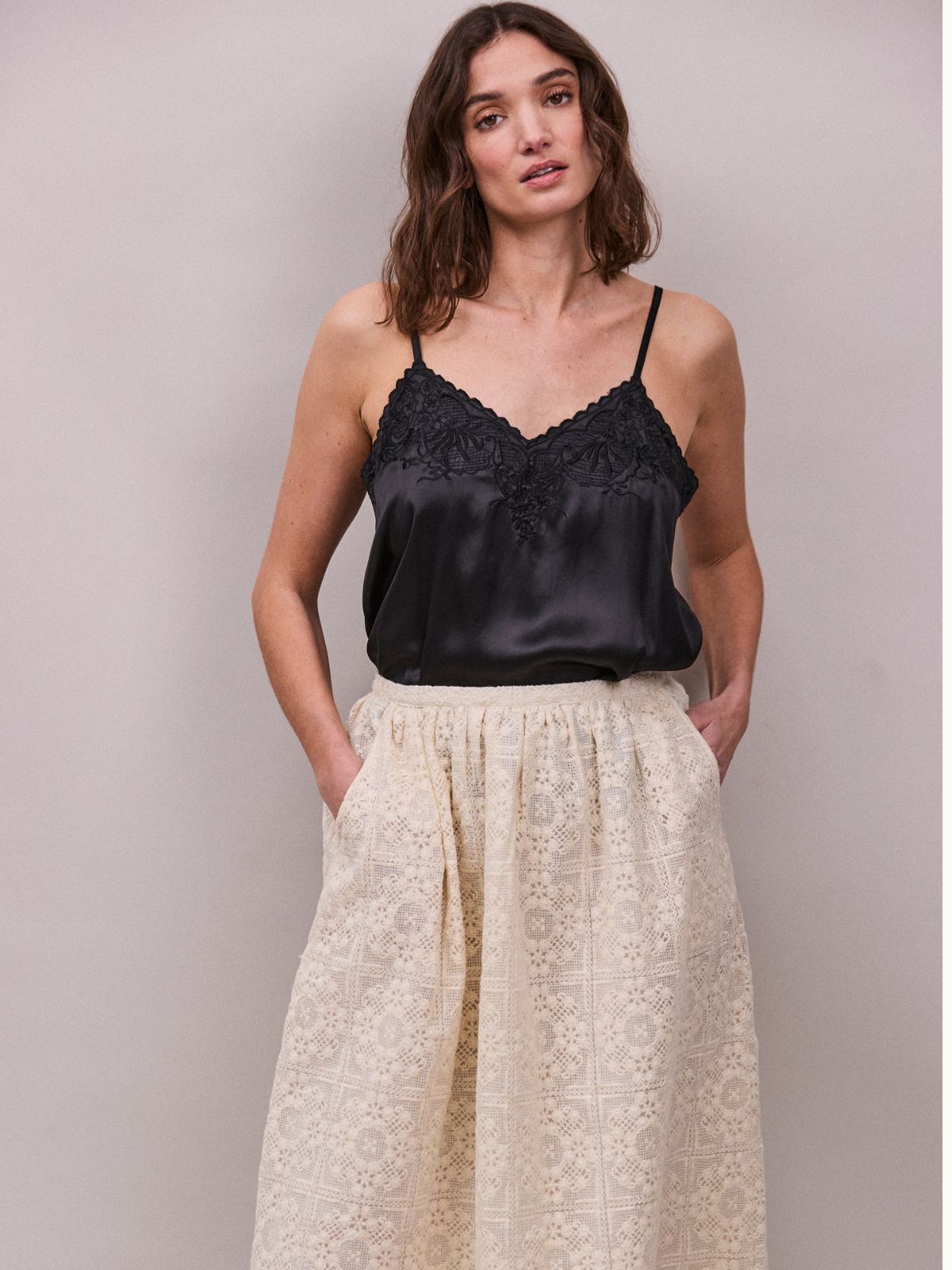 Cynthia Satin Camisole - Black FAUNE  Regular price£120.00