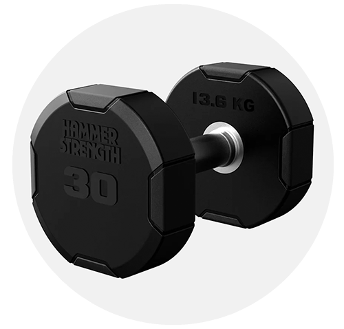 Hammer Strength 4-Sided Rubber Dumbbells