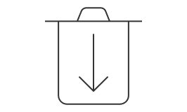 Line icon of a trash can with a downward arrow.