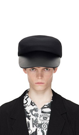 Black Hizume Edition Faux-Leather Cap - Comme des Garçons Homme Plus