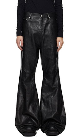 Black Temple Bolan Bootcut Leather Pants - Rick Owens