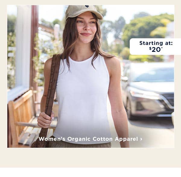 starting at $20 shop women's organic cotton apparel