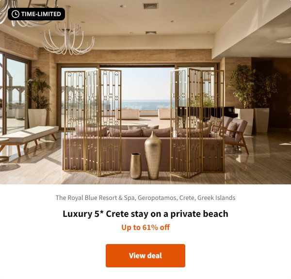 Luxury 5* Crete stay on a private beach