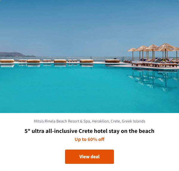 5* ultra all-inclusive Crete hotel stay on the beach