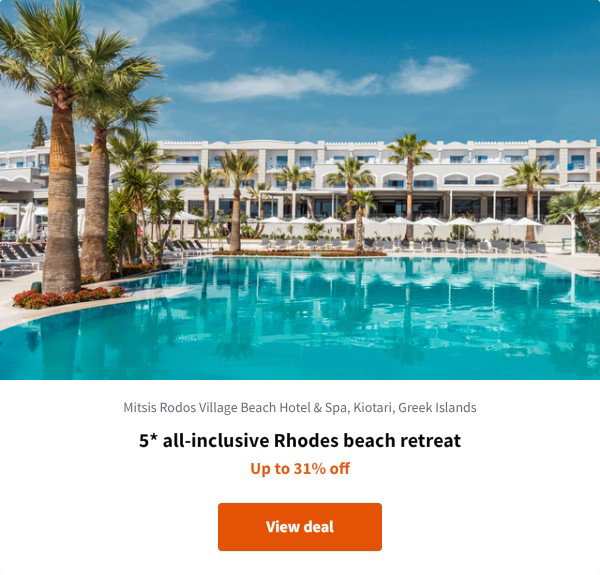 5* all-inclusive Rhodes beach retreat
