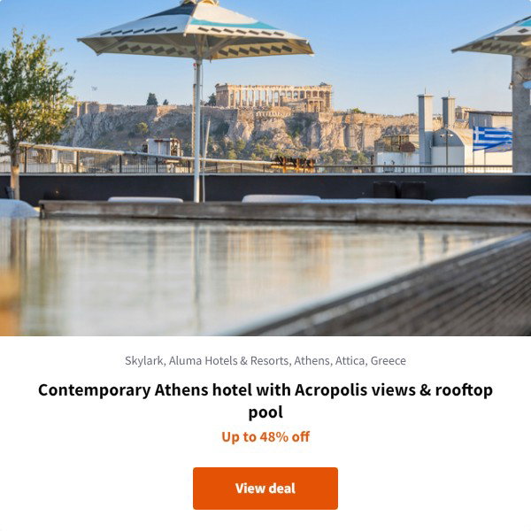 Contemporary Athens hotel with Acropolis views & rooftop pool