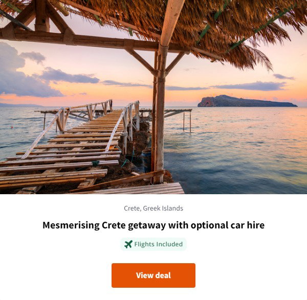 Mesmerising Crete getaway with optional car hire