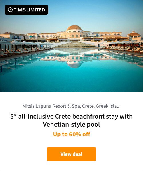 5* all-inclusive Crete beachfront stay with Venetian-style pool