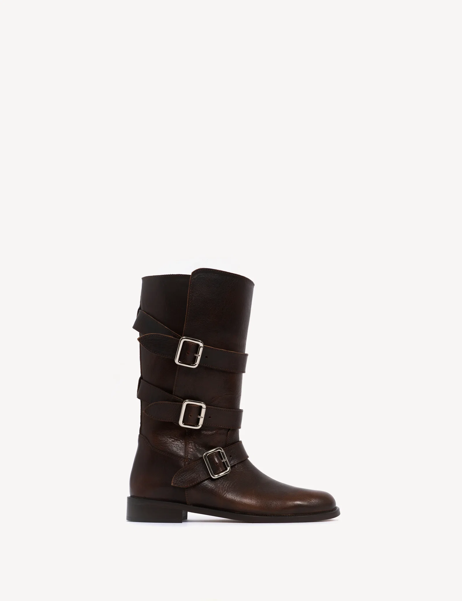 Image of Mia Boots In Dark Brown Calfskin