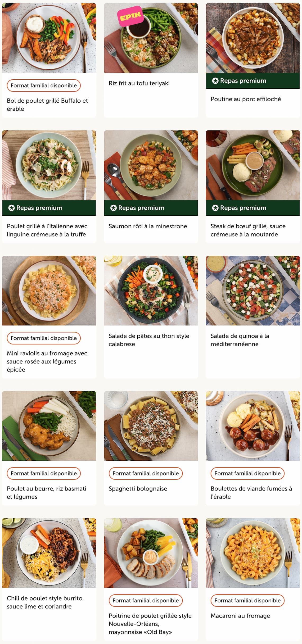 menu de la semaine 