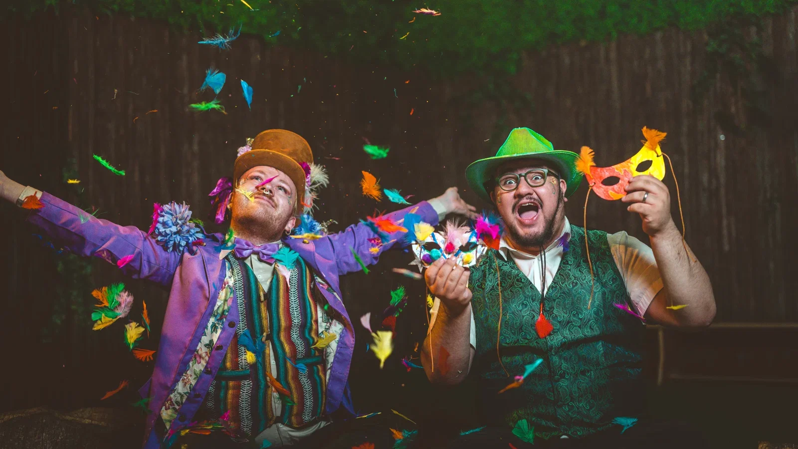 colourful entertainers at the winter carnival quest