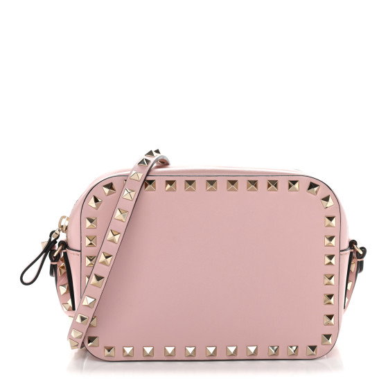 VALENTINO GARAVANI Calfskin Rockstud Camera Crossbody Bag Water Rose