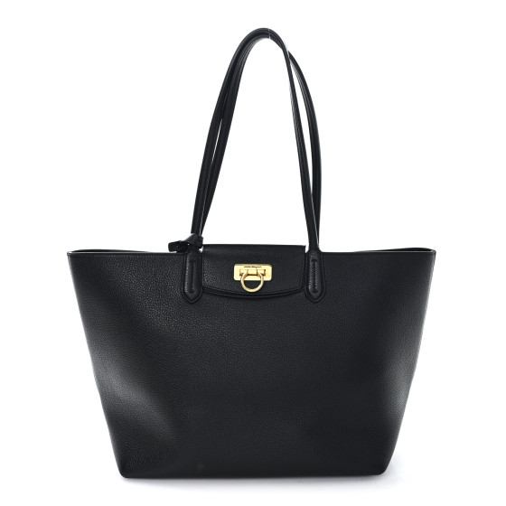 SALVATORE FERRAGAMO Calfskin Travel Tote Black