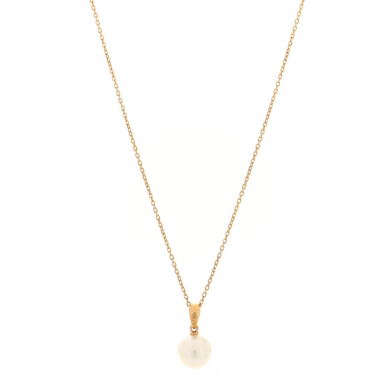 MIKIMOTO 18K Yellow Gold Akoya Cultured Pearl 8mm Pendant Necklace