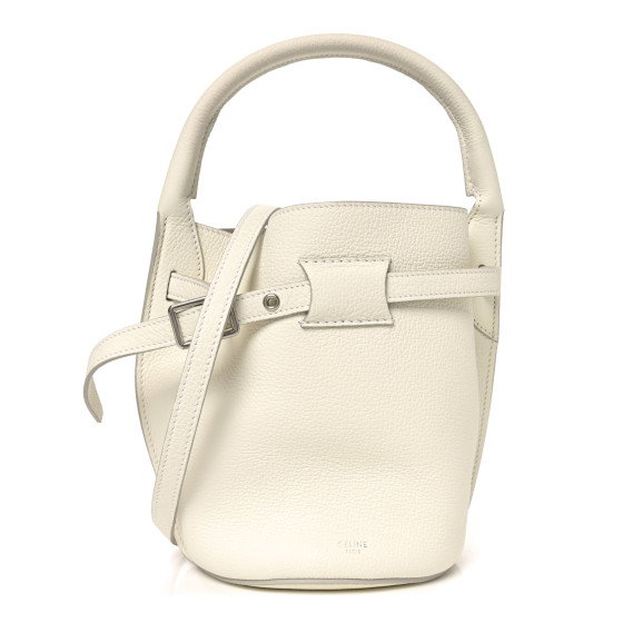 CELINE Supple Grained Calfskin Nano Big Bag Bucket White