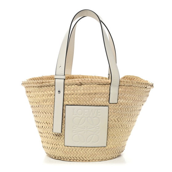 LOEWE Raffia Basket Tote Bag Natural White