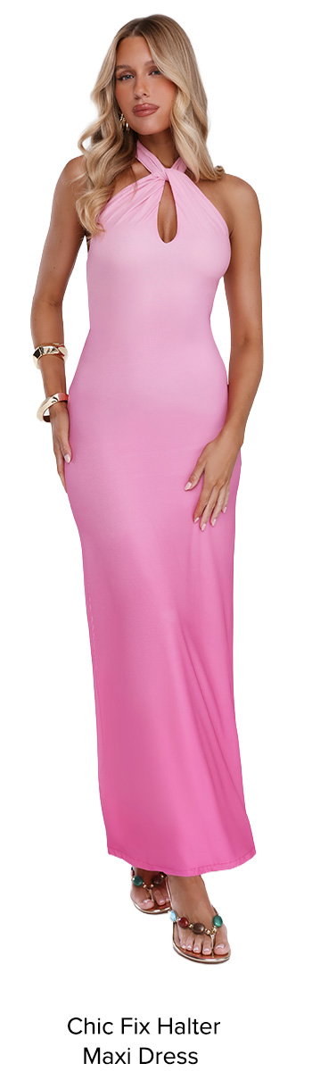 Chic Fix Halter Maxi Dress Pink