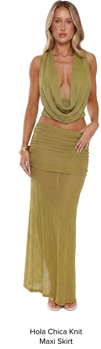 Hola Chica Knit Top & Maxi Skirt Olive