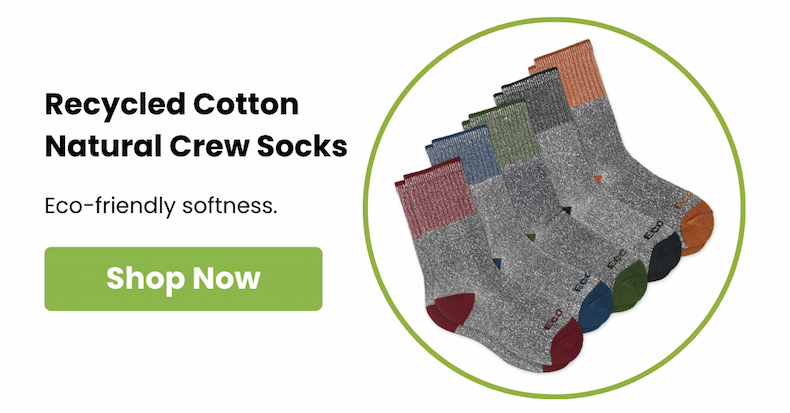 Recycled Cotton Natural Crew Socks