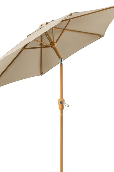 Garden Parasol 2m Tilting Outdoor Umbrella Steel Pole Wood Effect Finish UV30+