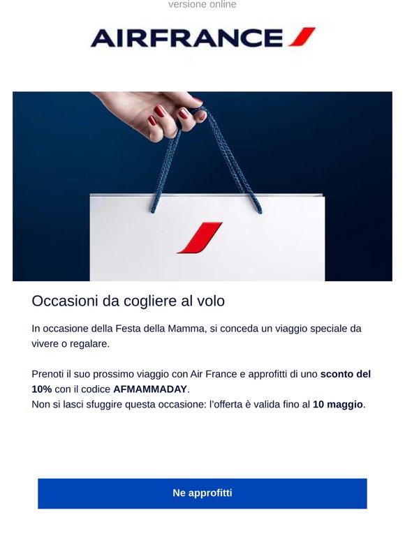 10% di sconto sul suo prossimo viaggio