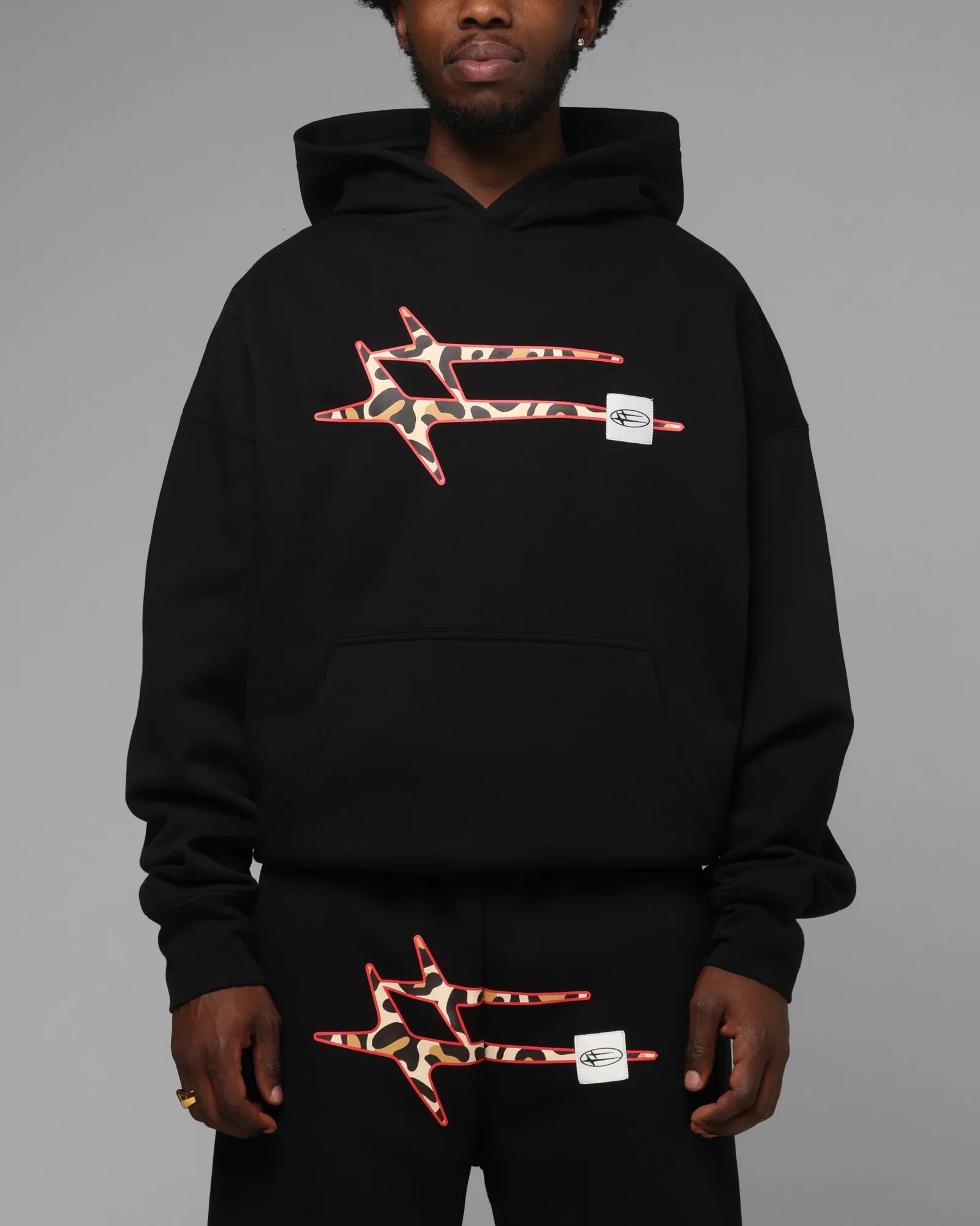 Image of Loiter Hybrid Premium Hoodie Black/Leopard