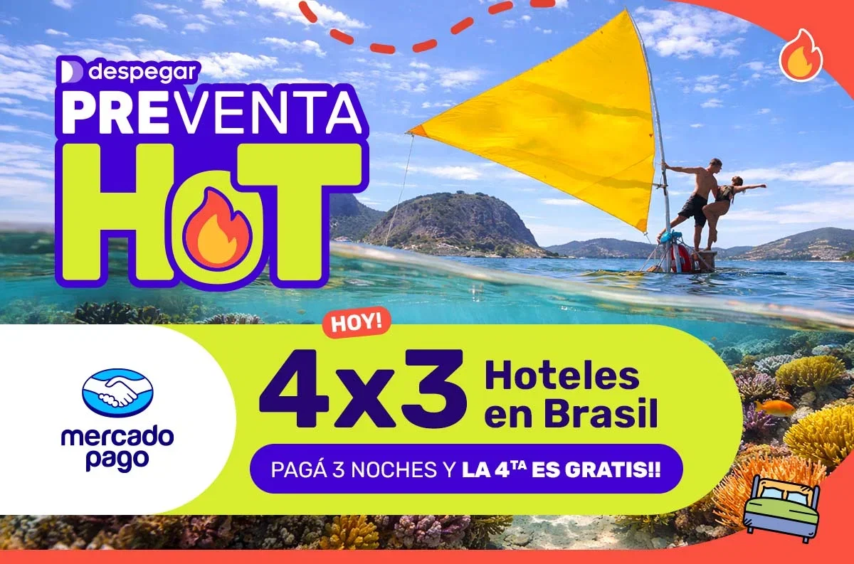 PREVENTA HOT - Hoy 4x3 en hoteles en Brasil con Mercado Pago