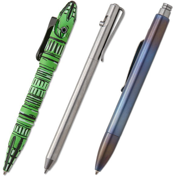 Pens from Oz Machine Co., Fisher, and Heretic
