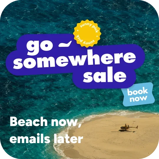 Go somewhere sale on a beach background