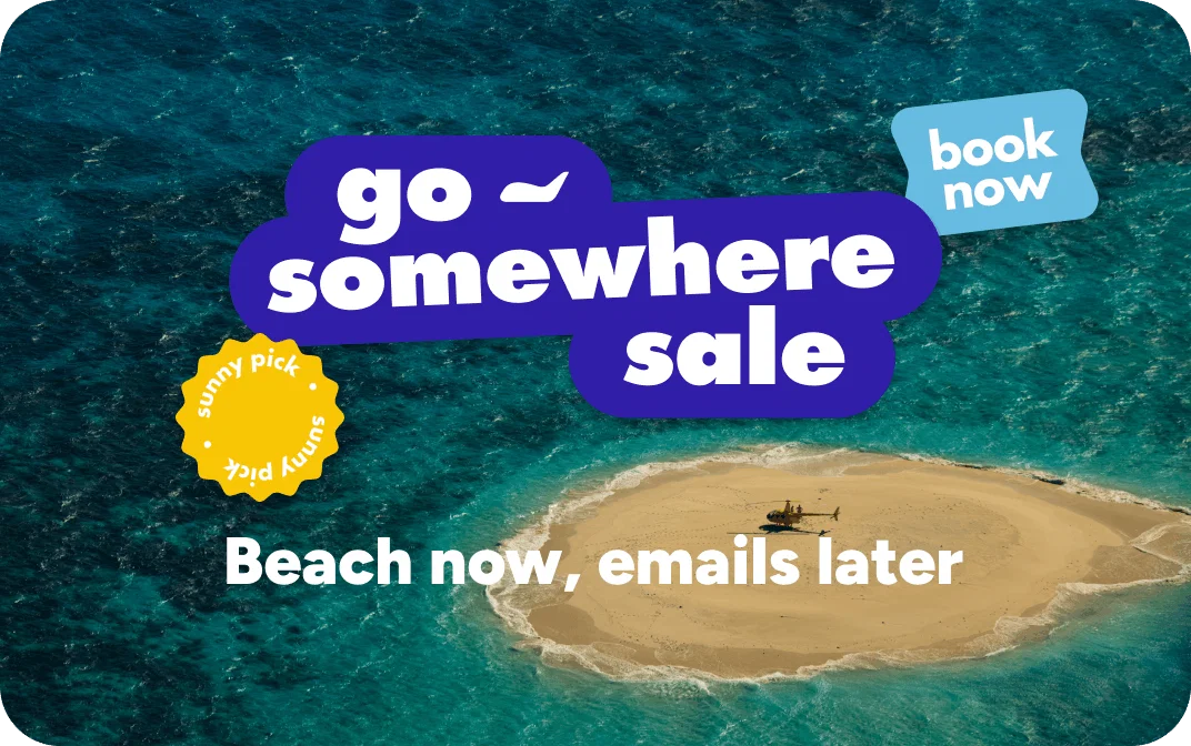 Go somewhere sale on a beach background