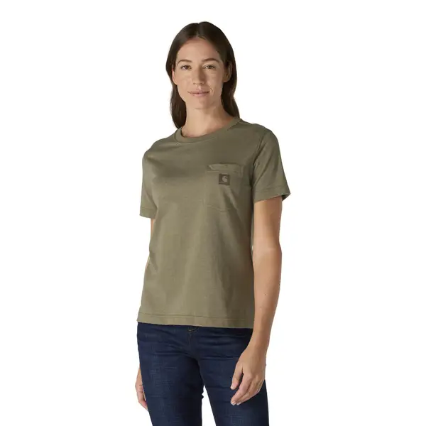 Woman wearing green tee
