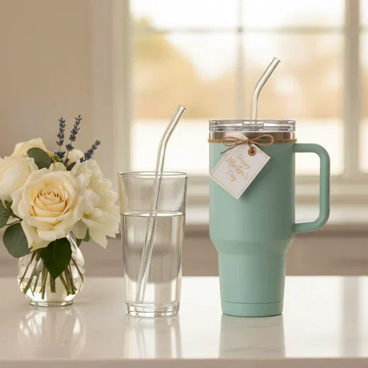 Tumbler 12" Glass Straw Set - Seaglass