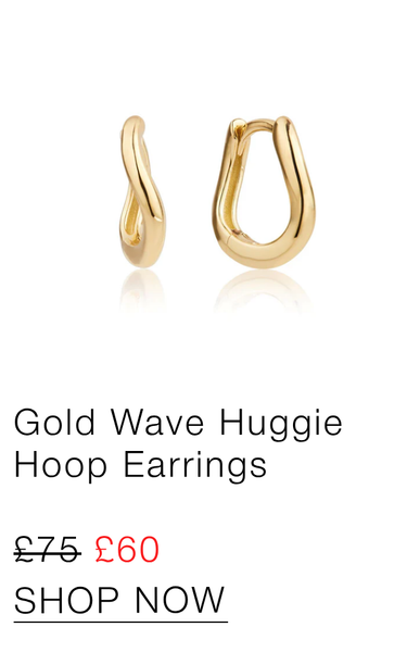 Gold Wave Huggie Hoop Earrings