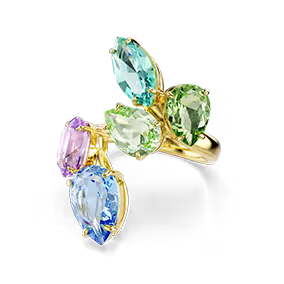 Bague cocktail Gema, Tailles variées, Multicolore, Placage de ton or