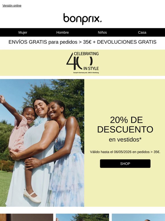 -20 % en vestido. ¡Ahorra ya! 🩷