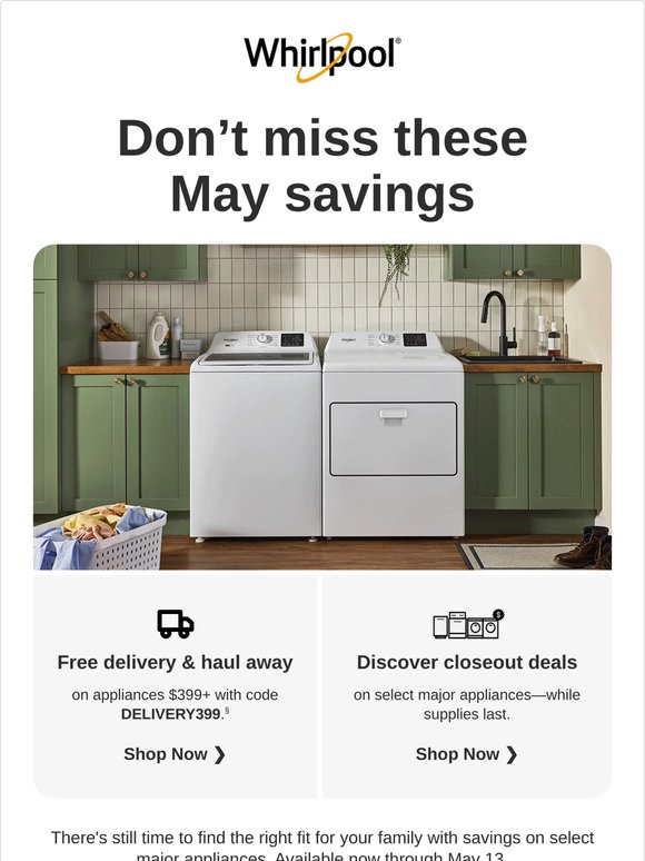Final chance at May appliance savings