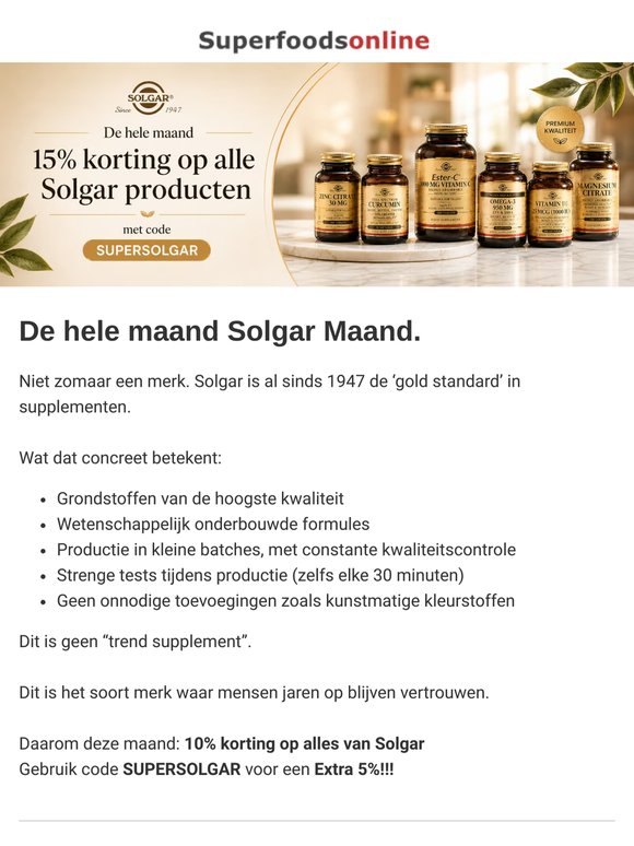 Solgar Maand: 15% korting + slim combineren = méér voordeel