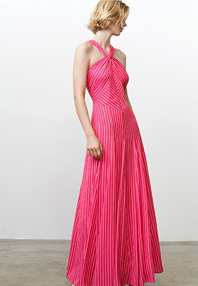 Clarisa Striped Halterneck Maxi Dress