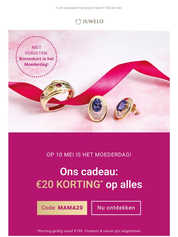 Een cadeautje voor jou: €20 korting voor Moederdag! 💝