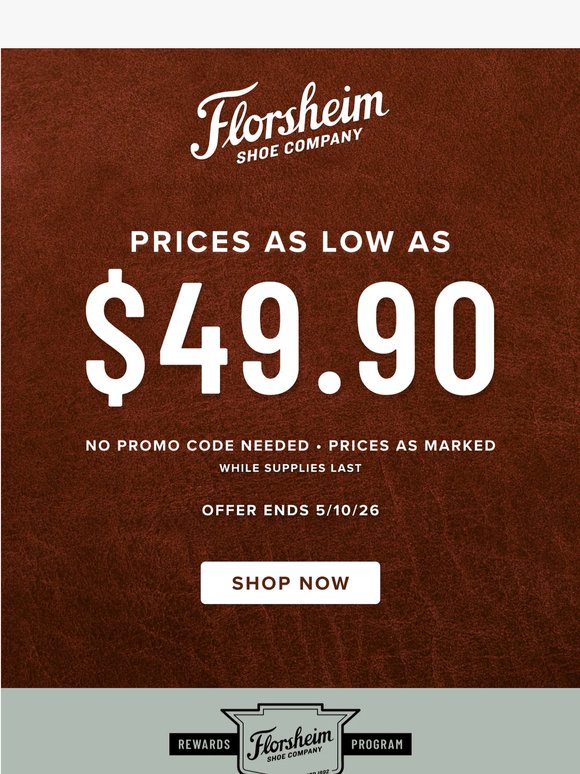 Men’s Shoes Starting at $49.90