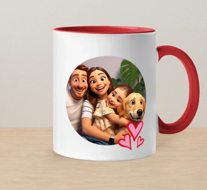 Effet animation 3d mug love 3 cœurs photo personnalisée | tostadora