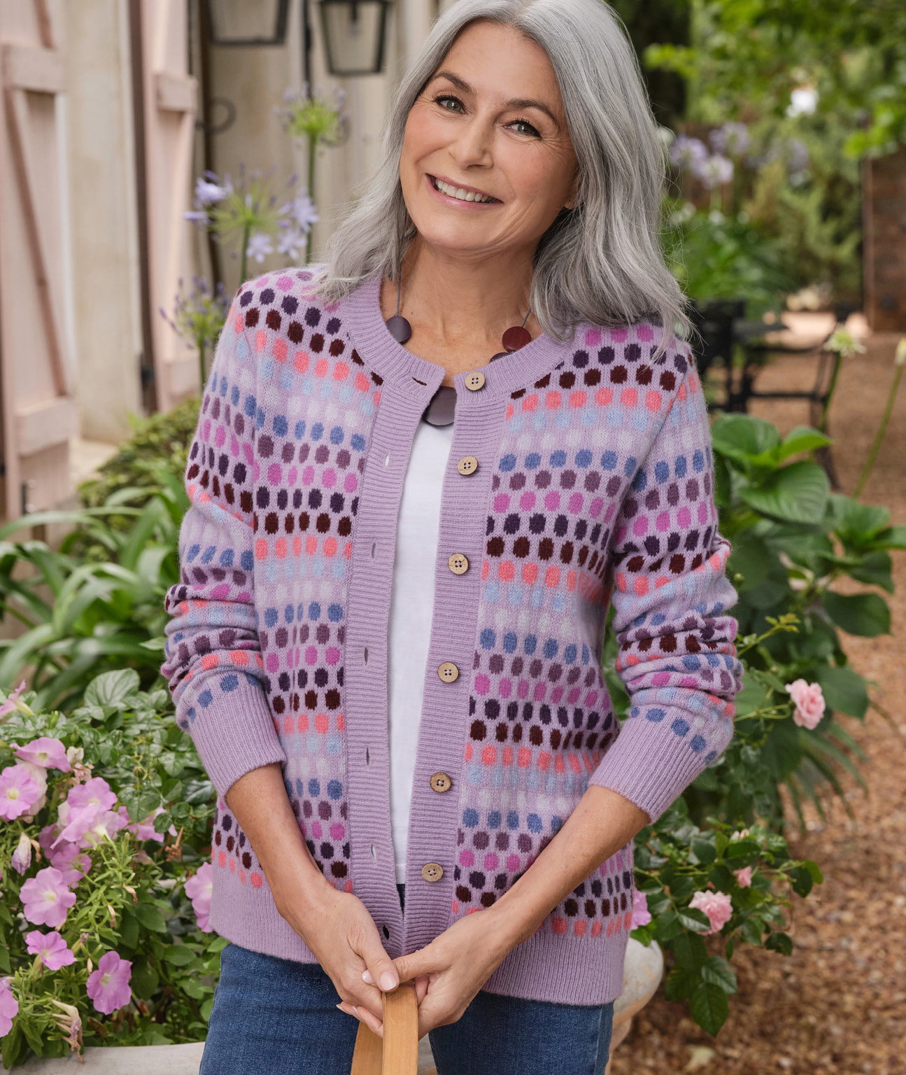 Multi Spot Stripe Cardigan