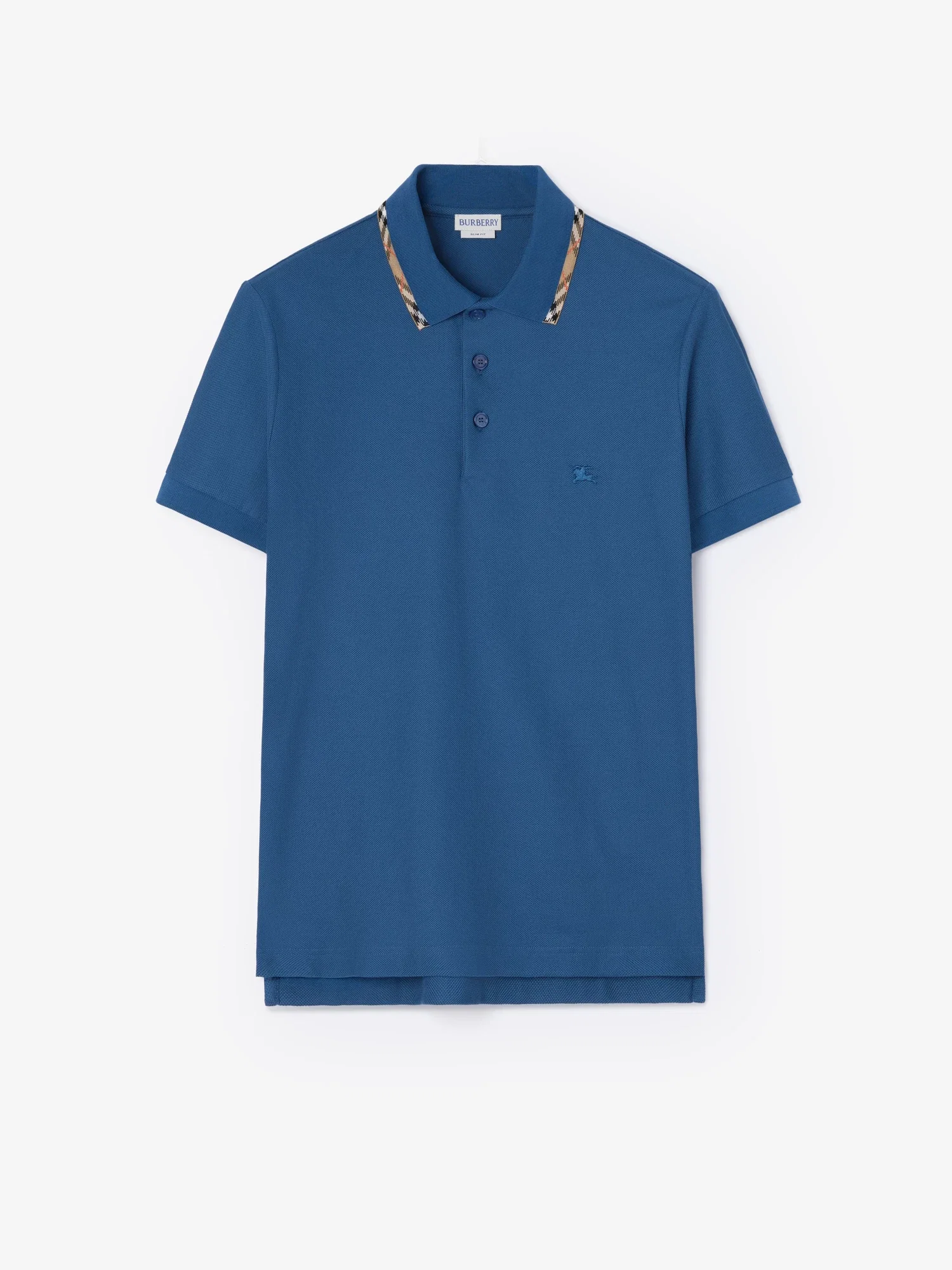 Check Trim Cotton Polo Shirt