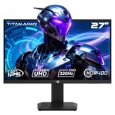 TITAN ARMY P2712V Gaming Monitor, 27 inch Fast IPS, 3840×2160@160Hz & 1920×1080@320Hz, HDR400, 12 Scenario Modes, Game Assist, 1ms GTG Response Time, Dynamic OD, RGB Gaming Lighting, Low Blue Light, 2*HDMI 2.1, 2*DP 1.4, 1*Audio