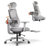 NEWTRAL MagicH-GPRO Ergonomic Chair with Footrest, Auto-Following Backrest Headrest, Adaptive Lower Back Support, Adjustable Armrest, 3 Positions to Lock - Gray