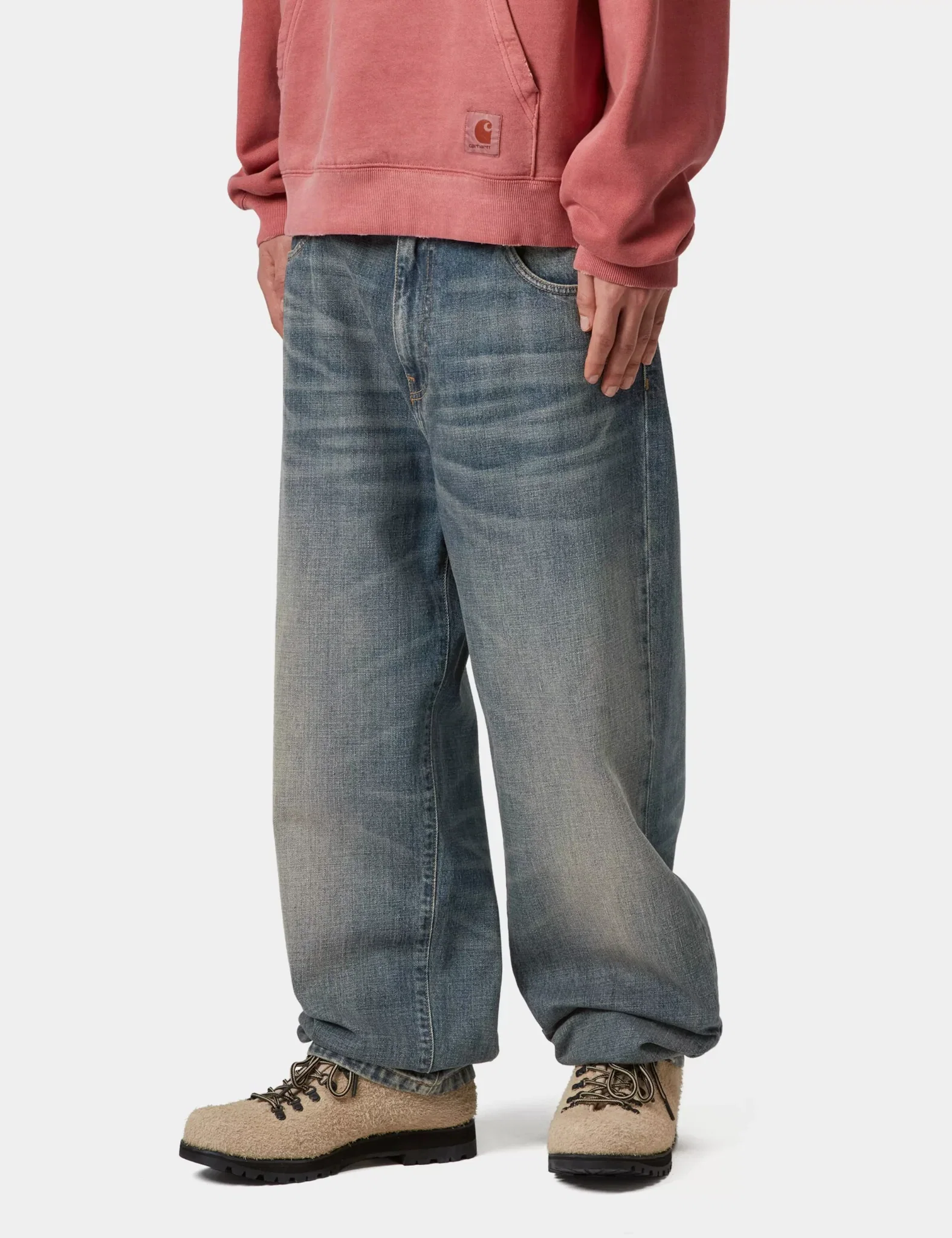 Image of Carhartt WIP Aaron Pant Blue Worn
