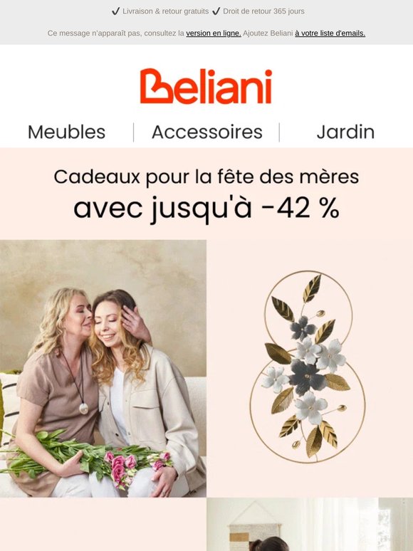 Jusqu'à -42 % sur les cadeaux pour la fête des Mères