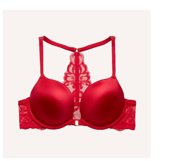 Push Up Plunge Bra Front Close Lush Lace Back in Passion Red
