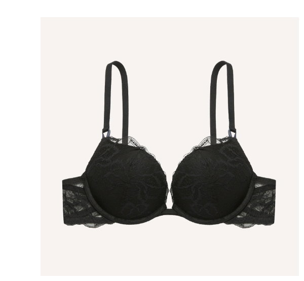 Push Up Plunge Bra in Tuxedo Black