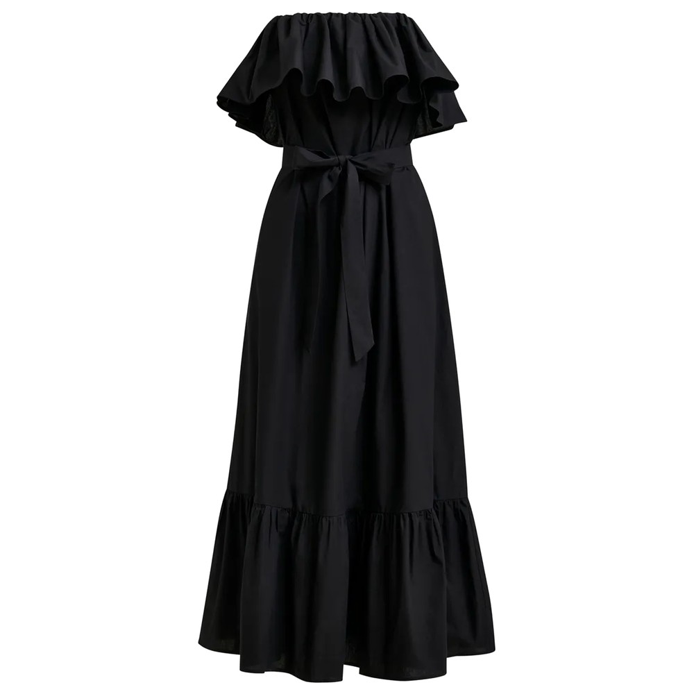 Image of Joyce Bardot Ruffle Dress - Black